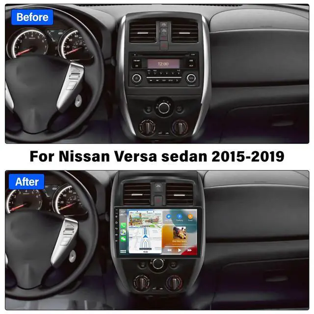 Alt view image 2 of 6 - Android 15 4-Core+64G Car Stereo for Nissan Versa Sedan 2015-2019 Radio Wireless Carplay Android Auto, 10.1 Touchscreen Car Radio GPS Navigation/Mirror Link/Bluetooth EQ/FM/RDS Radio+Backup Cam & Mic
