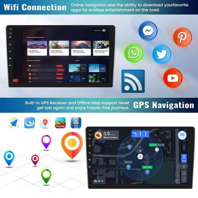 Alt view image 5 of 6 - Android 15 4-Core+64G Car Stereo for Nissan Versa Sedan 2015-2019 Radio Wireless Carplay Android Auto, 10.1 Touchscreen Car Radio GPS Navigation/Mirror Link/Bluetooth EQ/FM/RDS Radio+Backup Cam & Mic