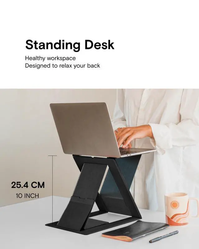 Alt view image 3 of 6 - Folding Laptop Stand Lap Desk, Portable & Mini Computer Stand Laptop Desk for Travel and Home Office, Ergonomic Design with Adjustable Viewing Angles, Lightweight Computer Cooling Riser, Gray
