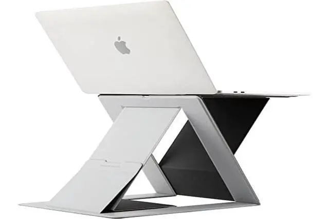 Alt view image 4 of 6 - Folding Laptop Stand Lap Desk, Portable & Mini Computer Stand Laptop Desk for Travel and Home Office, Ergonomic Design with Adjustable Viewing Angles, Lightweight Computer Cooling Riser, Gray