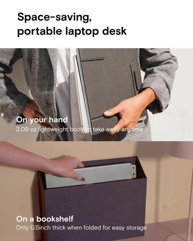 Alt view image 6 of 6 - Folding Laptop Stand Lap Desk, Portable & Mini Computer Stand Laptop Desk for Travel and Home Office, Ergonomic Design with Adjustable Viewing Angles, Lightweight Computer Cooling Riser, Gray
