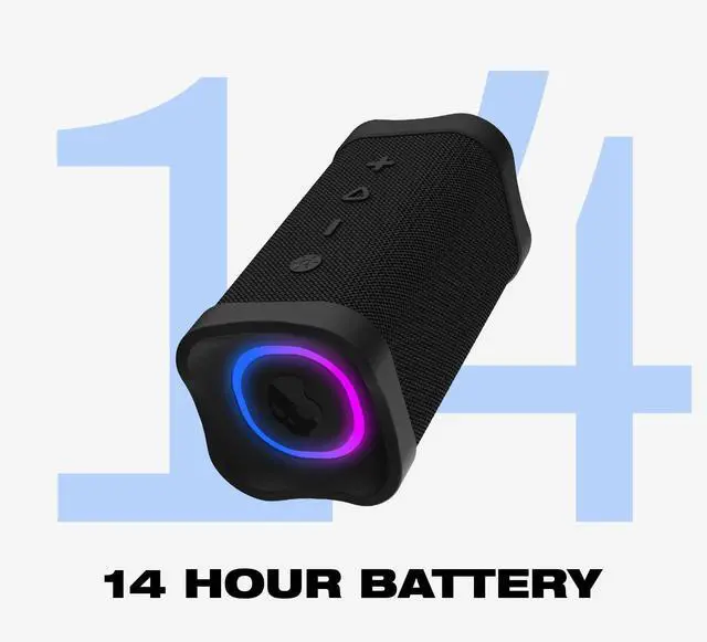 Alt view image 3 of 6 - Skullcandy Terrain 2 Portable Bluetooth Speaker, IPX7, 14-Hour Battery | Wireless, Multi-Link up to 99 Speakers, Water-Resistant, LED Light Show, Rercharbeable Battery, Carry Strap