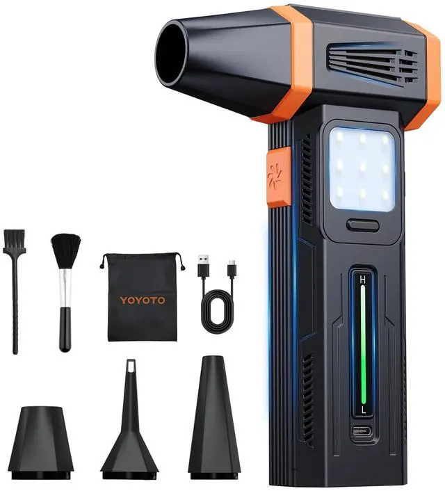 Main image of Compressed Air Duster Powerful 40MM Brushless Motor Electric Air Duster | 430G Storm Force Air Duster 360W Power & 59.2WH Rechargeable Blower, Up to 6H, 4 Gear Turbo fan for Keyboard Car Home Outdoor