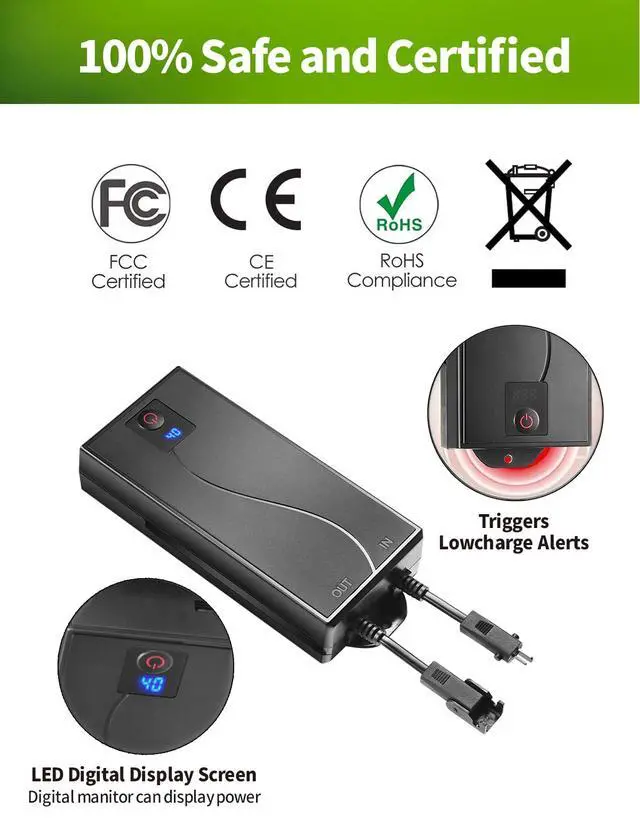 Alt view image 5 of 6 - Battery Pack for Reclining Furniture, 2500mAh Universal Wireless Power Recliner Battery Rechargeable with 2-Pin Electric Cord for Electric Recliner, Lift Chairs, Sofas