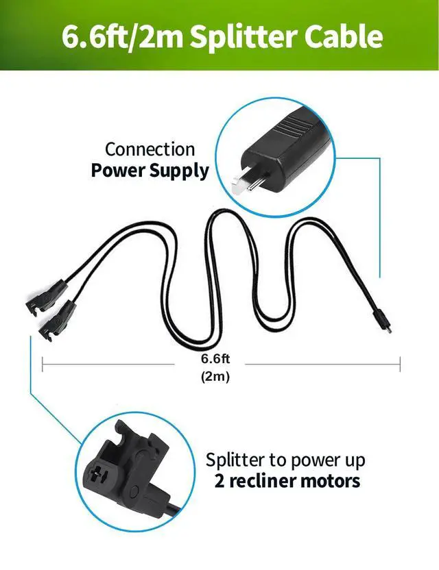 Alt view image 6 of 6 - Battery Pack for Reclining Furniture, 2500mAh Universal Wireless Power Recliner Battery Rechargeable with 2-Pin Electric Cord for Electric Recliner, Lift Chairs, Sofas