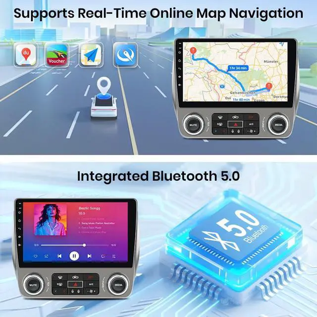Alt view image 4 of 6 - Car Radio Stereo for Chevy Camaro 2010-2015 CarPlay Android Auto | 9" Android 15 Stereo Support WiFi Bluetooth GPS BT DSP SWC Wireless CarPlay Android Auto Reverse with HD Camera 2GB+64GB