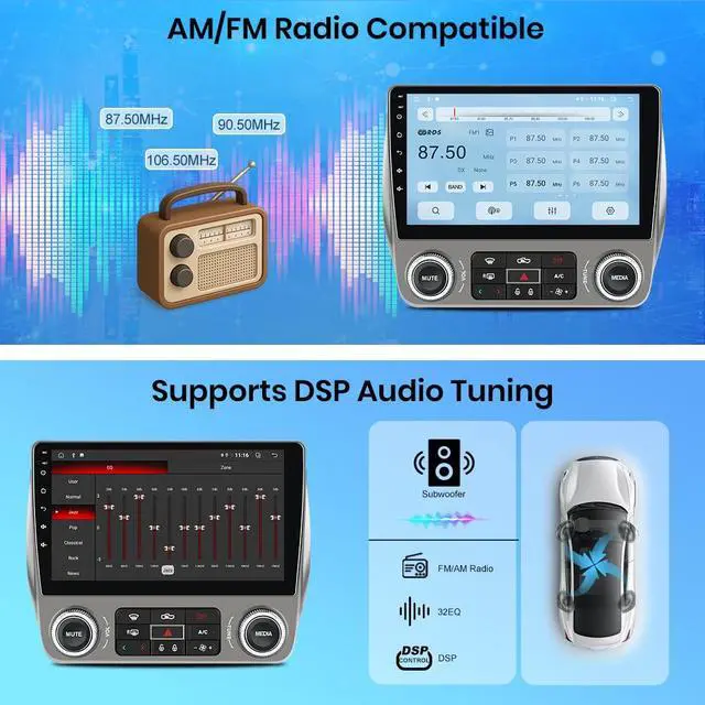 Alt view image 5 of 6 - Car Radio Stereo for Chevy Camaro 2010-2015 CarPlay Android Auto | 9" Android 15 Stereo Support WiFi Bluetooth GPS BT DSP SWC Wireless CarPlay Android Auto Reverse with HD Camera 2GB+64GB