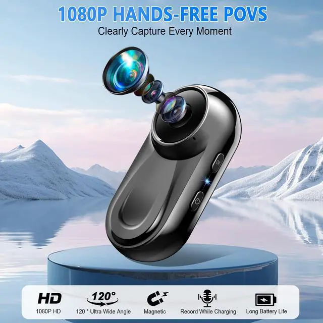 Alt view image 2 of 6 - Mini Body Camera 1080P, 512G Thumb Action Camera Hands-Free Recording, Magnetic Vlogging Cam with 360° Rotate, Wearable Video Recorder for CyclingTraveling/Motorcycle(SD Card Not Included) Black