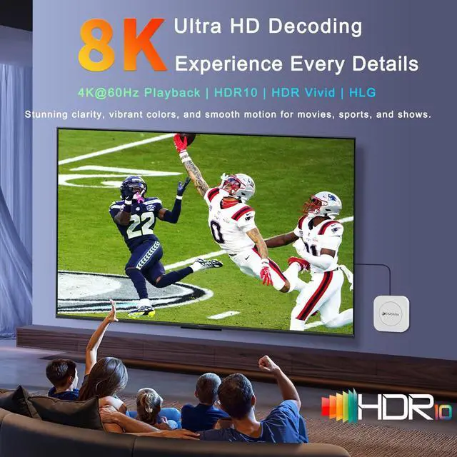 Alt view image 3 of 6 - Android 14.0 TV Box 2026, M1 Plus 4K UHD Streaming Device for TV, | 4GB RAM 128GB ROM, Smart TV Box with 2.4G/5G WiFi 6, BT 5.4, Voice Control, HDR10, RK3528 Quad Core A53