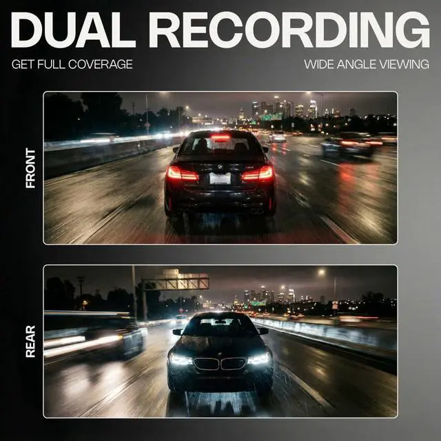 Alt view image 3 of 6 - 4K Dual Dash Cam Front and Rear UHD 2160P & 1080P Car Camera with WiFi, 60FPS, 64GB SD Card Included, Night Vision, Parking Mode, G-Sensor, Loop Recording, 170° Dash Camera for Cars Trucks RV