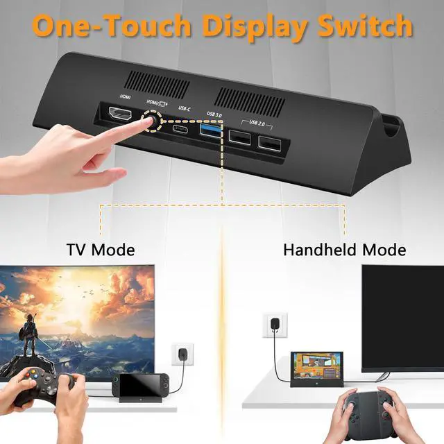 Alt view image 3 of 6 - Switch 2 Dock,TV Docking Station with 4K HD Adapter/USB 3.0 Port/USB-C Port,Includes 20V/3A Power Adapter and Cable