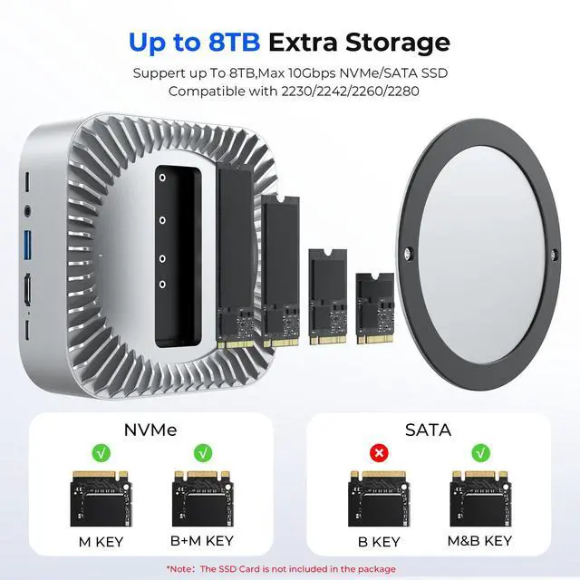 Alt view image 4 of 6 - All-in-One Dock for Mac mini M4 with Smart Displays, NVMe/SATA SSD Enclosure, 4K60Hz HDMI, 10G USB-A/C, 5G USB-A*2, USB-C Charging, SD/TF, Audio Mac mini M4 HUB &Docking Station(2024)