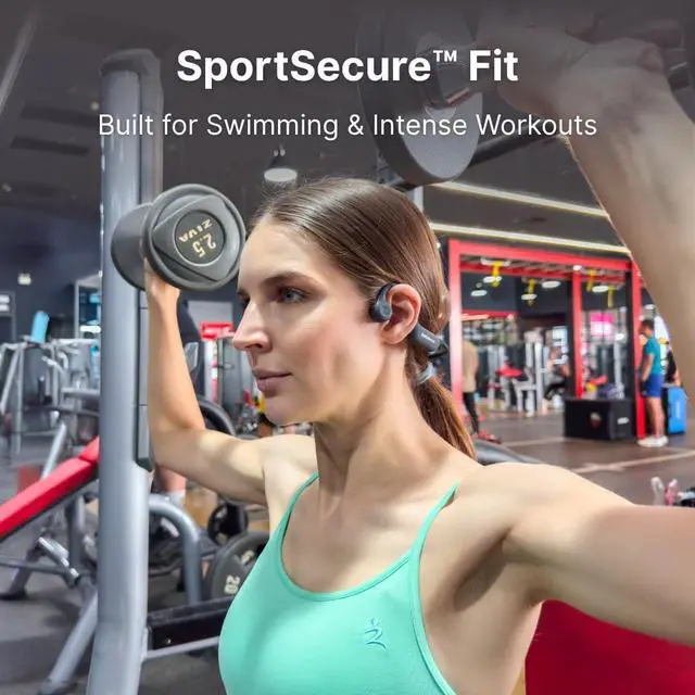 Alt view image 4 of 6 - 7Seven Bone Conduction Swimming Headphones, IP68 Waterproof, 32GB MP3 Player, Bluetooth 6.0, Multi-Point Pairing, Open Ear Sport Headphones with Mic for Swimming, Running, Cycling