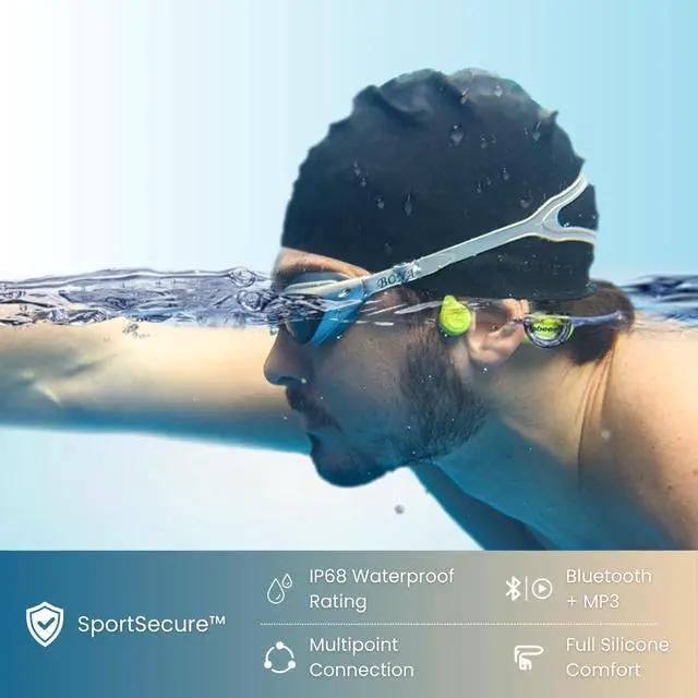 Alt view image 6 of 6 - 7Seven Bone Conduction Swimming Headphones, IP68 Waterproof, 32GB MP3 Player, Bluetooth 6.0, Multi-Point Pairing, Open Ear Sport Headphones with Mic for Swimming, Running, Cycling