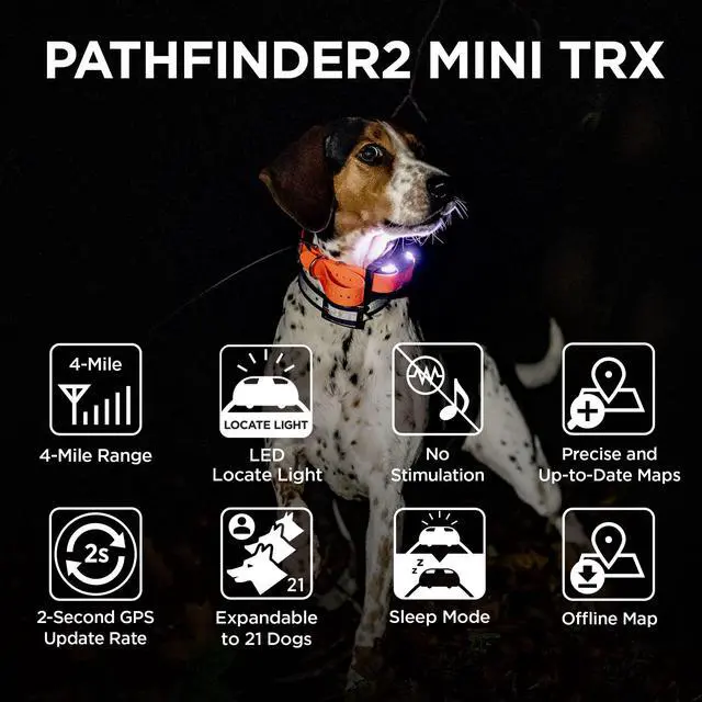 Alt view image 3 of 6 - Pathfinder 2 Mini TRX Additional Receiver Dog GPS Tracker LED Light Blue Collar SmartWatch Compatible Rechargeable Waterproof Free Offline Maps No Monthly Fee Smartphone Required