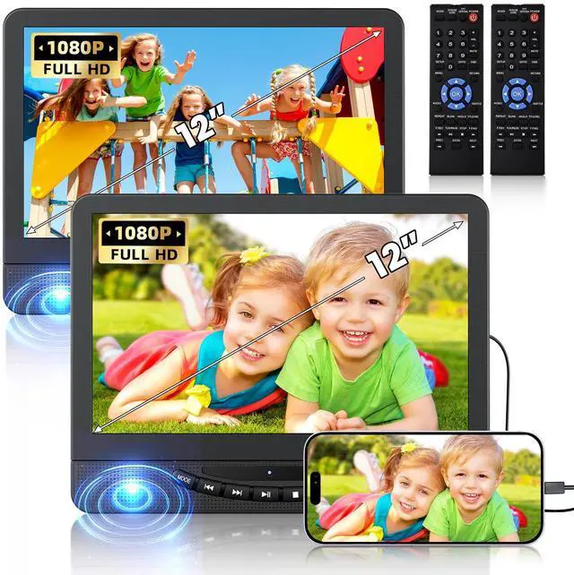 Main image of 12.5 Inch Dual Screen Car DVD Player for Kids Backseat Entertainment | HDMI Input Supports Game Consoles & Phones, 1080P Headrest Monitors with Triple Power Supply for Road Trips