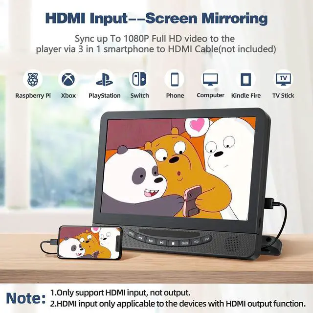 Alt view image 3 of 6 - 12.5 Inch Dual Screen Car DVD Player for Kids Backseat Entertainment | HDMI Input Supports Game Consoles & Phones, 1080P Headrest Monitors with Triple Power Supply for Road Trips