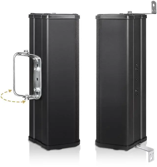 Alt view image 6 of 6 - Pair of 70V/100V Dual 5" Weather-Resistant Column Array Passive Speakers, with IP55-rated Aluminum Enclosure, for Home & Commercial Installations, Indoor & Outdoor, Black(TARVOS-CL25B-PAIR)