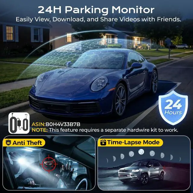 Alt view image 6 of 6 - 360° Dash Cam 4 Channel, 4K Front Rear and Inside Dash Camera | 5G Hz WiFi, GPS, 128GB SD Card Included, APP Control, 24/7 Parking Mode, 8 IR Night Vision Lights, G-Sensor