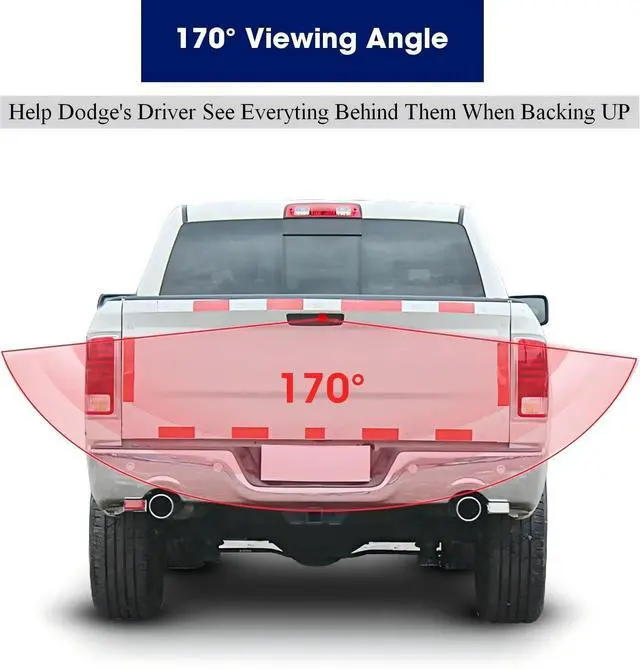 Alt view image 3 of 6 - Tailgate Handle with Rearview Backup Camera for Dodge Ram | Compatible for Dodge Ram 1500 (2009-2017), 2500 3500 (2010-2017), RCA Connector