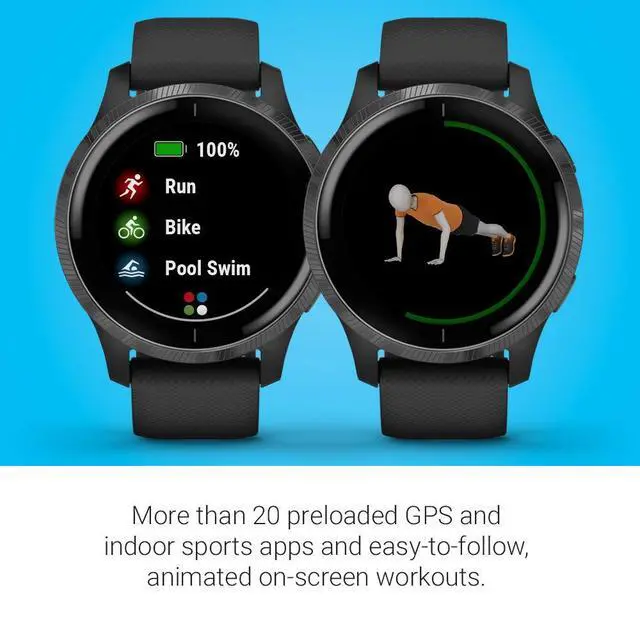 Alt view image 6 of 6 - 010-02173-11 Venu, GPS Smartwatch with Bright Touchscreen Display, Features Music, Body Energy Monitoring, Animated Workouts, Pulse Ox Sensor and More, Black