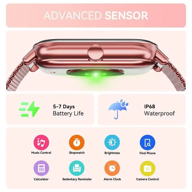 Alt view image 6 of 6 - Smart Watch for Women Men, Fitness Tracker Watch for Android Phones iPhone Compatible, 1.85" Smart Watches for Women Men, 110+ Sport Modes Smartwatch (2 Strap)