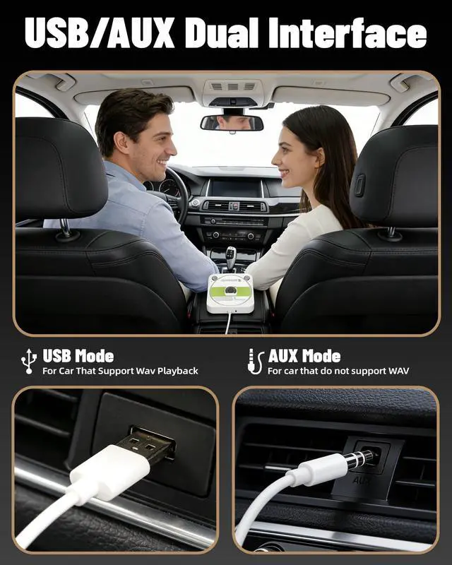 Alt view image 3 of 6 - Portable CD Player for Car, Plug and Play with USB/AUX Port | External CD Player Compatible with Car Stereo, Laptop, TV, Computer and Android 4.4 and Above Navigation(White)