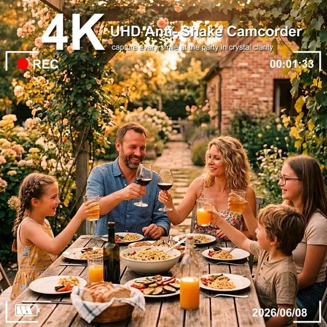 Alt view image 2 of 6 - 4K 48MP Video Camera for YouTube, Compact Camcorder with Microphone | Anti-Shake Night Vision Function, WiFi Webcam, 2 Batteries, 18X Zoom Vlogging Camera for Beginners Kids Teens Adults