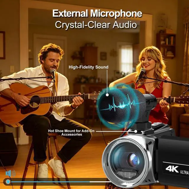 Alt view image 4 of 6 - 4K 48MP Video Camera for YouTube, Compact Camcorder with Microphone | Anti-Shake Night Vision Function, WiFi Webcam, 2 Batteries, 18X Zoom Vlogging Camera for Beginners Kids Teens Adults