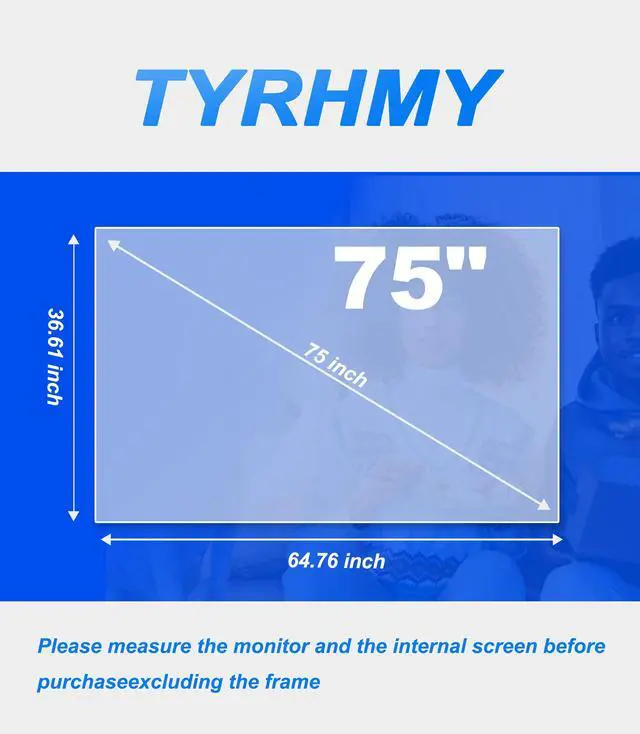 Alt view image 6 of 6 - 75 Inch Anti Glare TV Screen Protector Anti Glare for TV Blue Light Filter Matte Finish for Glare Reduction, Reflection Control, and Optimising glare on TV screens