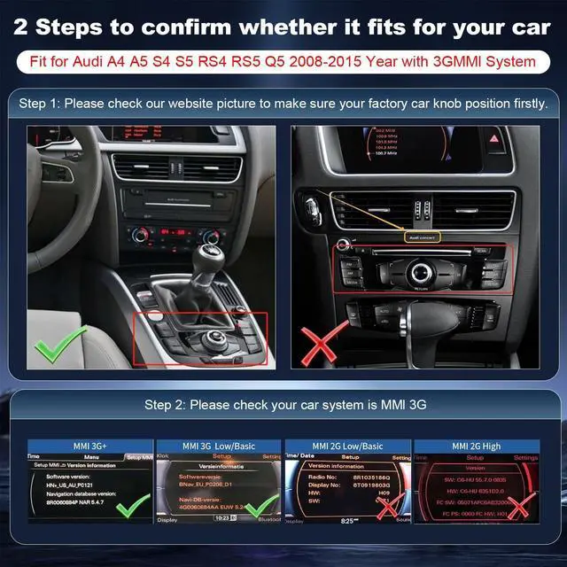 Alt view image 4 of 6 - Wireless CarPlay/Android Auto Retrofit Kit Decoder Module Compatible with Audi A4/A5/S4/S5/RS4/RS5, and Q5 (20082018) for 3G MMI System, Supports OEM Controls, MirrorLink, Navigation, Reverse Camera