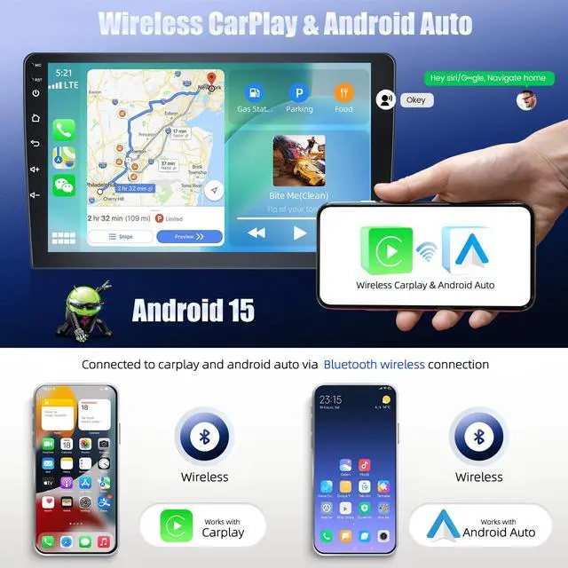 Alt view image 3 of 6 - 2+64G Android 13 Car Stereo for Ford Fusion Mondeo 2013-2019 with Wireless CarPlay Android Auto, 9 Touchscreen in Dash GPS Radio with WiFi Mirror Link Bluetooth FM RDS HiFi EQ SWC + Backup Camera