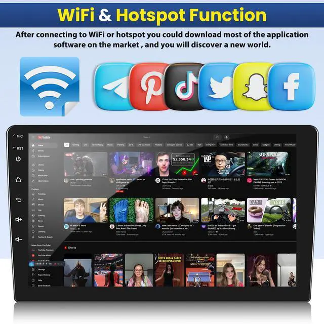 Alt view image 4 of 6 - 2+64G Android 13 Car Stereo for Ford Fusion Mondeo 2013-2019 with Wireless CarPlay Android Auto, 9 Touchscreen in Dash GPS Radio with WiFi Mirror Link Bluetooth FM RDS HiFi EQ SWC + Backup Camera