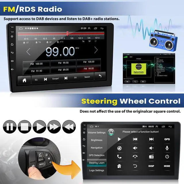 Alt view image 6 of 6 - 2+64G Android 13 Car Stereo for Ford Fusion Mondeo 2013-2019 with Wireless CarPlay Android Auto, 9 Touchscreen in Dash GPS Radio with WiFi Mirror Link Bluetooth FM RDS HiFi EQ SWC + Backup Camera