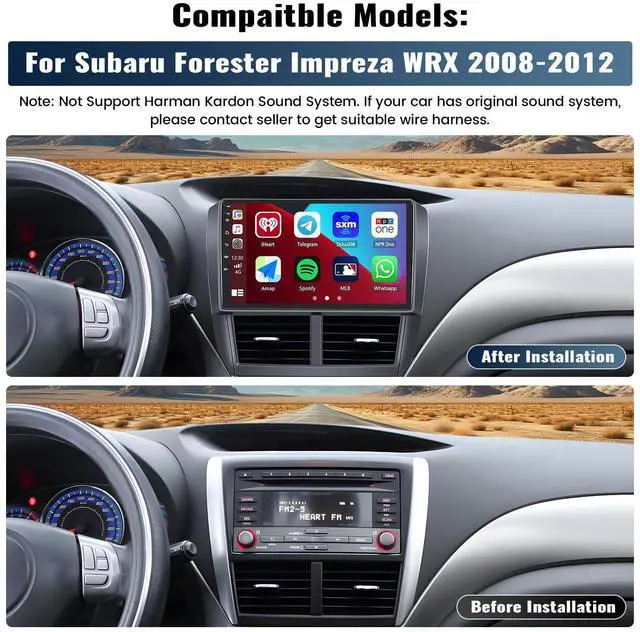 Main image of 2G+64G Car Stereo for Subaru Forester Impreza WRX 2008-2012 Wireless CarPlay Android Auto Bluetooth,EQ Android 13 9" Inch HD Touchscreen WiFi GPS Mirror Link 26-UI FM/RDS USB SWC+Backup Camera Mic