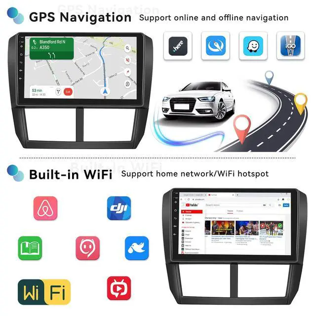 Alt view image 3 of 5 - 2G+64G Car Stereo for Subaru Forester Impreza WRX 2008-2012 Wireless CarPlay Android Auto Bluetooth,EQ Android 13 9" Inch HD Touchscreen WiFi GPS Mirror Link 26-UI FM/RDS USB SWC+Backup Camera Mic