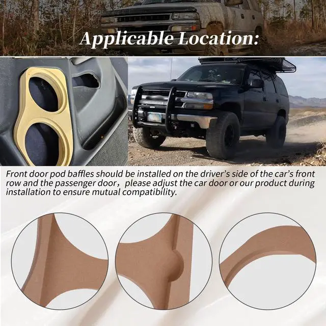 Alt view image 4 of 6 - 2Pcs Front Door Pod Baffles 6.5" Speaker Rings Pods Compatible with 2000-2006 GM/GMC Silverado, Tahoe, Suburban (Fits for Deaf Bonce M61SE, M60SQL)