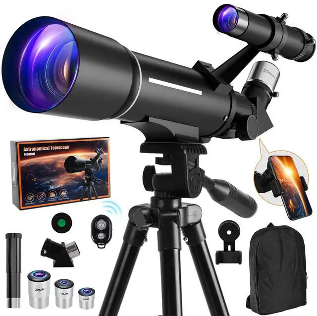Main image of Telescope, Telescope for Kids & Adults, 70mm Aperture 500mm Refractor Telescopes for Astronomy Beginners with Tripod, Moon Filter, Phone Adapter & Backpack, Gifts for Kids & Beginners