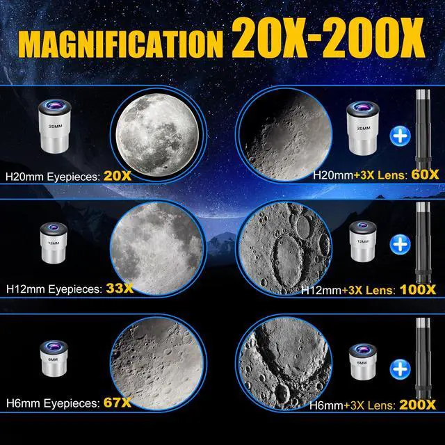 Alt view image 3 of 6 - Telescope, Telescope for Kids & Adults, 70mm Aperture 500mm Refractor Telescopes for Astronomy Beginners with Tripod, Moon Filter, Phone Adapter & Backpack, Gifts for Kids & Beginners