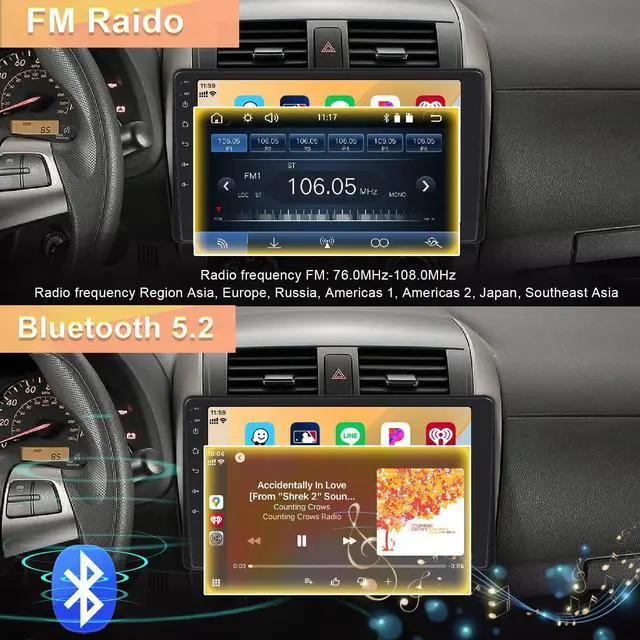 Alt view image 4 of 6 - 9'' Single Din Car Stereo with Wireless Apple Carplay Android Auto | FM Radio Bluetooth 5.2, IPS Touchscreen Big Screen, HD Backup Camera, Digitial Audio Receiver, GPS Navigation, 180 Watts