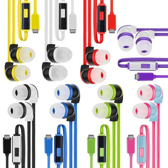 Alt view image 3 of 5 - 50 Pack Bulk USB C Headphones with Mic, Type C Wired Earbuds Noise Cancelling Earphones Compatible with iPhone 16/15 Pro Max Plus, iPad Pro, Galaxy S23/S22/S21/Ultra, Pixel 8/7/6, Kindle Fire Max 11