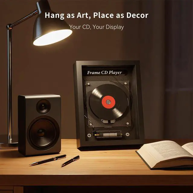 Alt view image 5 of 6 - Vertical CD Player for Wall & Desk, Wall CD Players for Home,Hi-Fi Bluetooth Transmitter (Requires External Speaker), 8H Rechargeable Battery,Transparent Industrial Art Decor | Hi-Fi Bluetooth Transmi