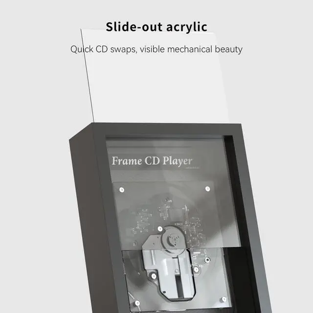 Alt view image 6 of 6 - Vertical CD Player for Wall & Desk, Wall CD Players for Home,Hi-Fi Bluetooth Transmitter (Requires External Speaker), 8H Rechargeable Battery,Transparent Industrial Art Decor | Hi-Fi Bluetooth Transmi