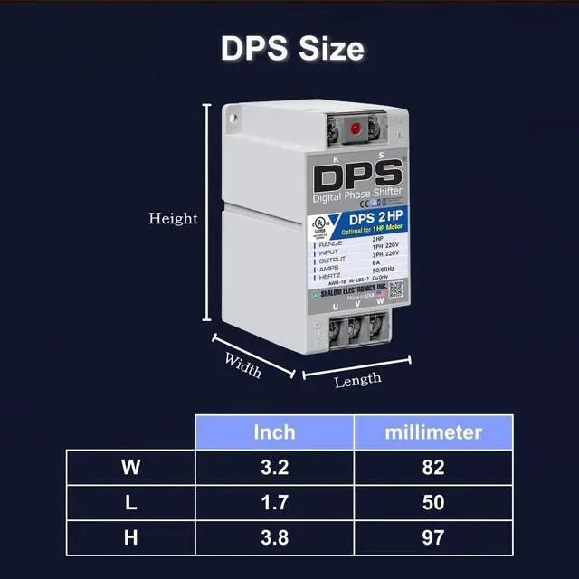Alt view image 6 of 6 - American Digital Phase Converter 2HP, Single to 3 Phase, 6A 200-240V | For 1HP(0.75kW) 3A Motor, Input/Output 200-240V, UL-Listed, 1 per 1 Motor Only, Easy Set Up, Digital Phase Shifter