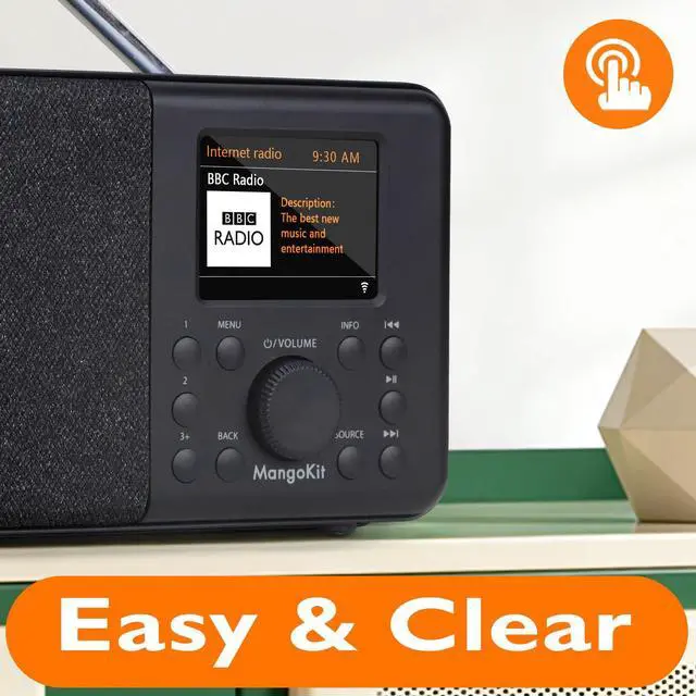 Alt view image 3 of 6 - SR10 WiFi Radio, Bluetooth, FM & Internet, Black | 60 presets, dual alarms, colour display, OKTIV App control, podcast player, mains or AA battery, headphone jack, compact