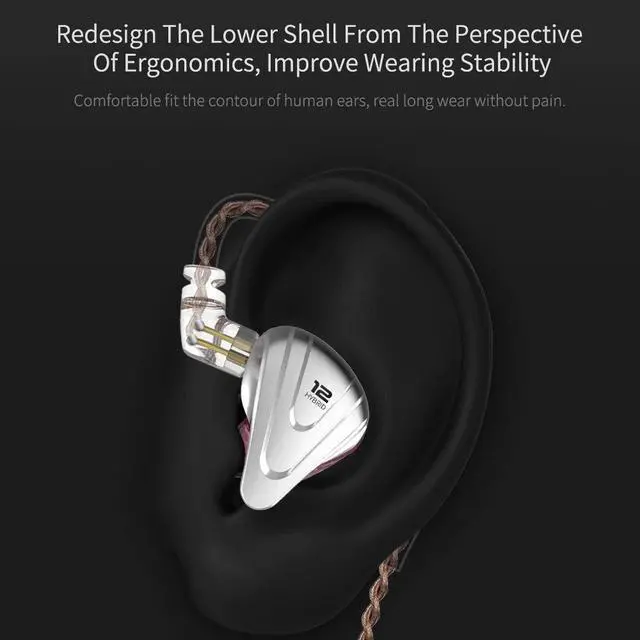 Alt view image 6 of 6 - KZ ZSX 5BA+1DD 6 Driver Hybrid in-Ear HiFi Earphones | with Zinc Alloy Faceplate, Recessed 2 Pin Detachable Cable for Audiophile Musician, w/o, Mic, Black