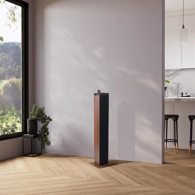 Alt view image 3 of 6 - Bluetooth Tower Speaker with Subwoofer Built in - Floorstanding Home Speaker with Powerful Bass and Dual Drivers, 120W Peak Power, MP3 3.5mm Aux, USB 2.0 Port Flash Drive, FM Radio (Walnut)