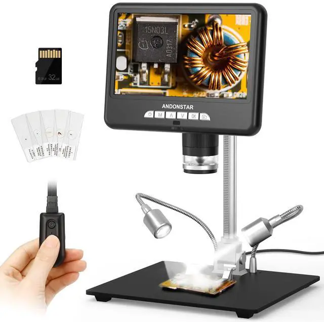 Main image of 7 Inch HDMI Digital Microscope for Soldering Repair | Coin Microscope for Error Coins, Electronic Microscope, Bottom Light Stage, Prepared Slides Kit