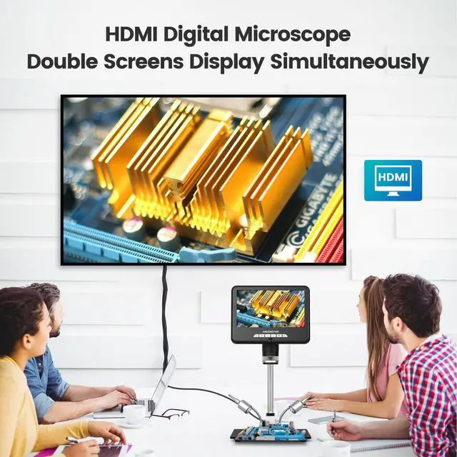 Alt view image 3 of 6 - 7 Inch HDMI Digital Microscope for Soldering Repair | Coin Microscope for Error Coins, Electronic Microscope, Bottom Light Stage, Prepared Slides Kit