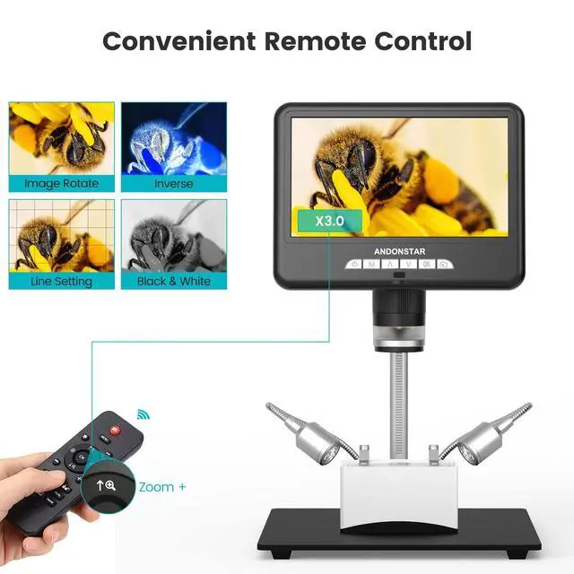 Alt view image 6 of 6 - 7 Inch HDMI Digital Microscope for Soldering Repair | Coin Microscope for Error Coins, Electronic Microscope, Bottom Light Stage, Prepared Slides Kit